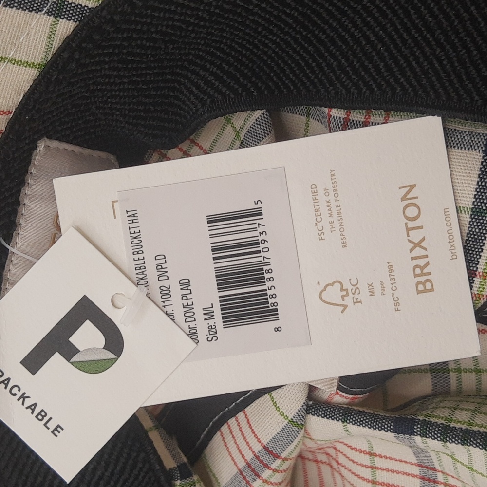 Women's Brixton Petra Packable Bucket Hat Preppy Plaid Multicolor, Fits M-L NEW - Picture 5 of 12